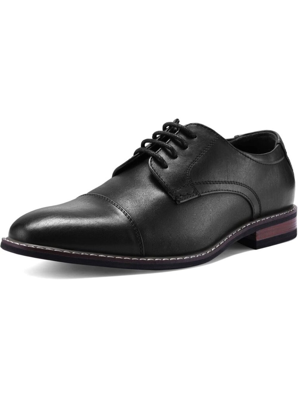 Men's Classic Black Polyurethane Wingtip Cap-toe Formal Oxford Dress Shoes
